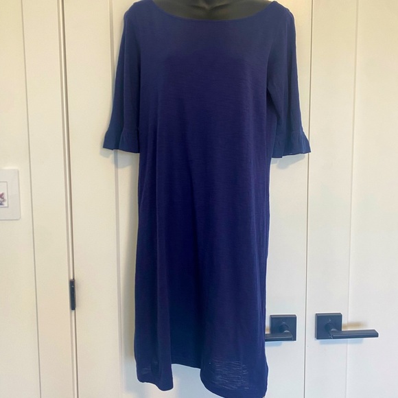 Lilly Pulitzer Boat Neck Navy Blue Dress Half Sleeve‎ Pima Cotton Size Medium - Picture 1 of 10